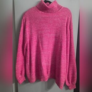 Zenana Outfitters Bright Pink Cowl Neck Sweater